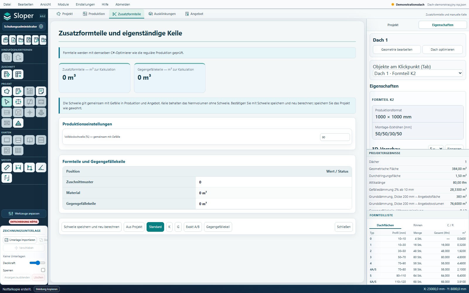 Register Zusatzformteile — zusätzliche Teile und separate Zuschnitte.